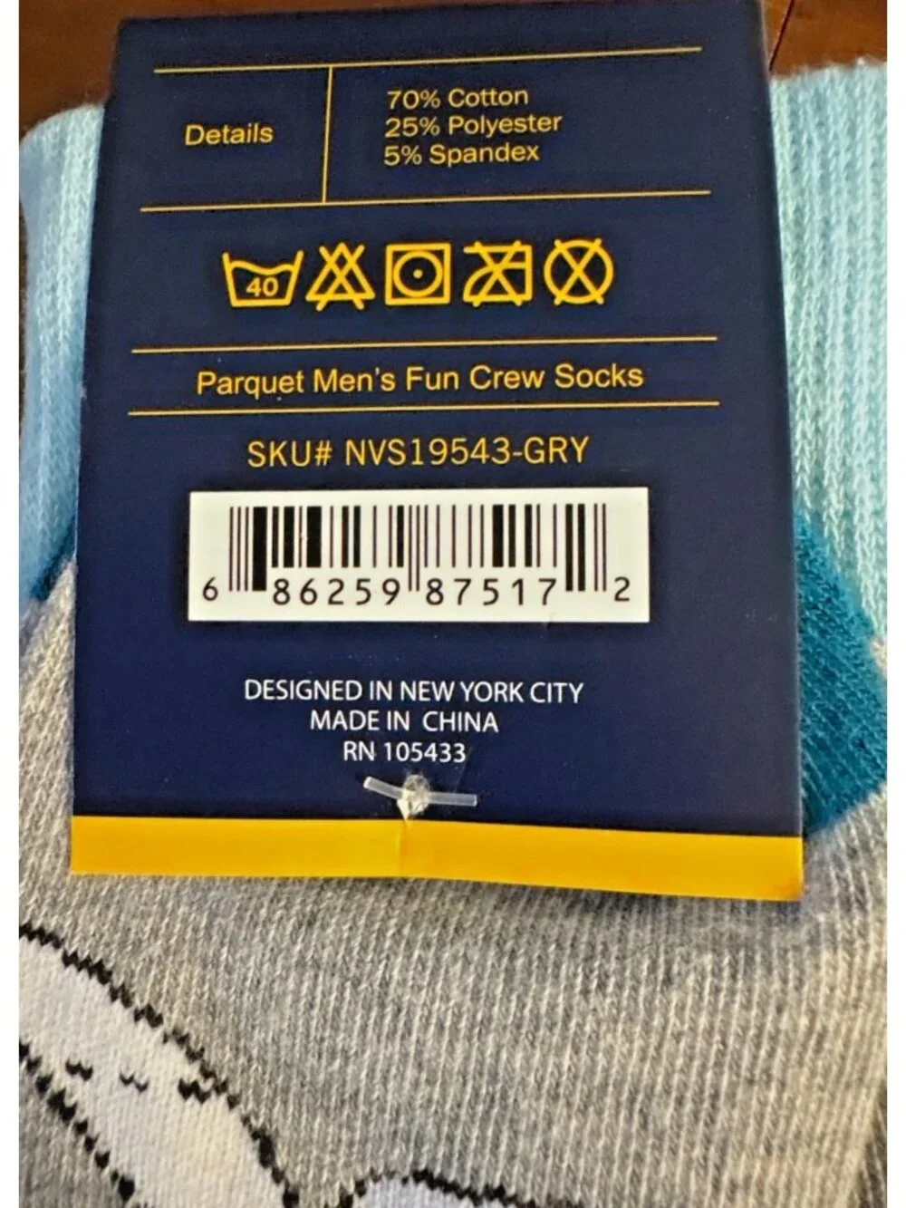 Mens Original Parquet Fun Crew Socks Toilet Paper & Tissue Box Design 10-13 NWT